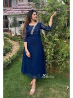 Dark blue georgette kurti