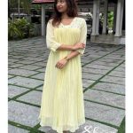 yellow faux georgette kurti