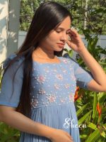 Dusty blue georgette kurti - Image 2