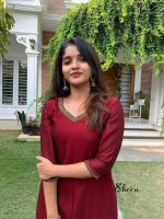 Maroon semi-silk side-slit kurti - Image 2