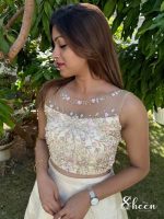 Pastel yellow Rawsilk crop top - Image 2