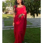 reddishmarron viscous organza saree