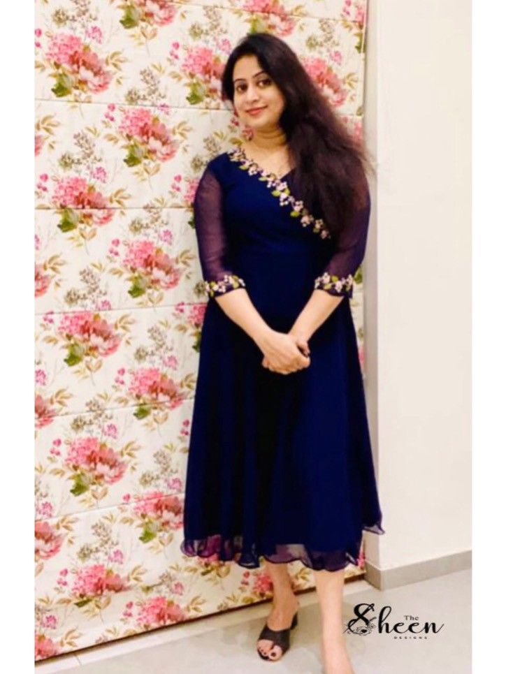 2B55D425-8953-44A6-A51E-3A5BF59917F1 (1) Blue umbrella-cut kurti - Image 1