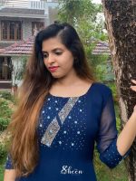 Dark blue georgette kurti - Image 2