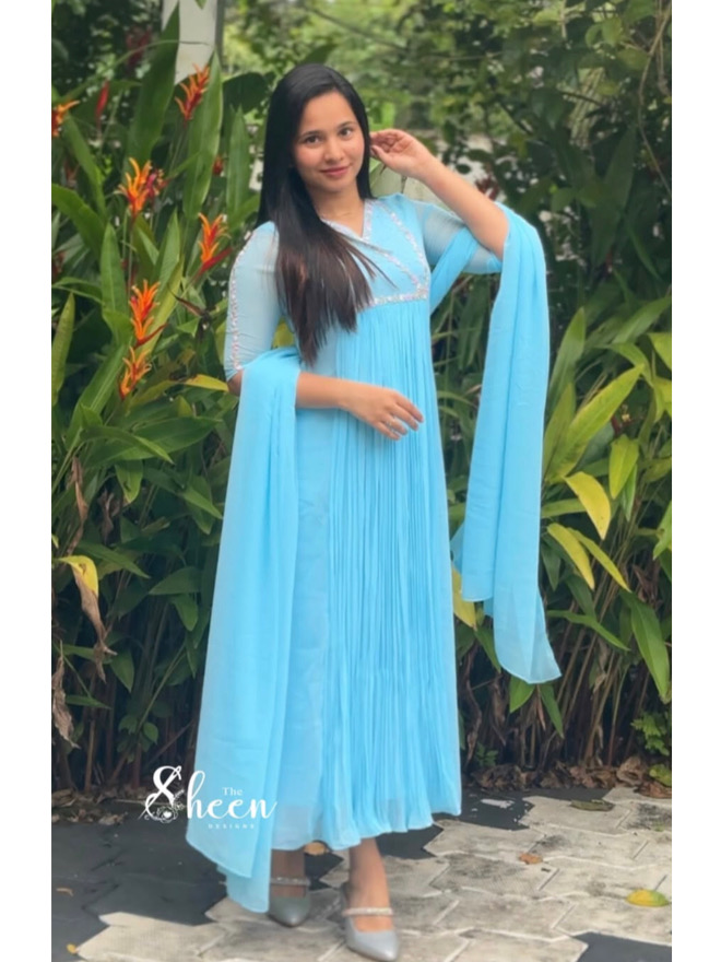 2F916983-EC28-45D3-BDDB-28A76531A241 Skyblue kurti - Image 1