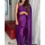 purple crispy georgette saree