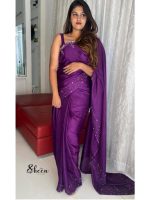 purple crispy georgette saree