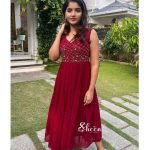 Reddish maroon georgette Anarkali