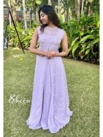 pastel lavender soft organza crop top and skirt