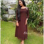 Brown georgette A-line kurti