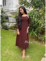 Brown georgette A-line kurti