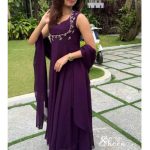 winered shade panel-cut faux georgette kurti
