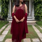 Reddish maroon georgette kurti