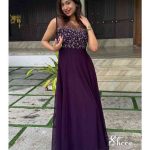 winered shade panel-cut faux georgette kurti