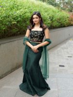 green indo western lehenga set