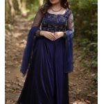 Blue shade ensemble featuring crop top, skirt and duppatta
