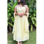 pastel yellow shade panel-cut faux georgette kurti