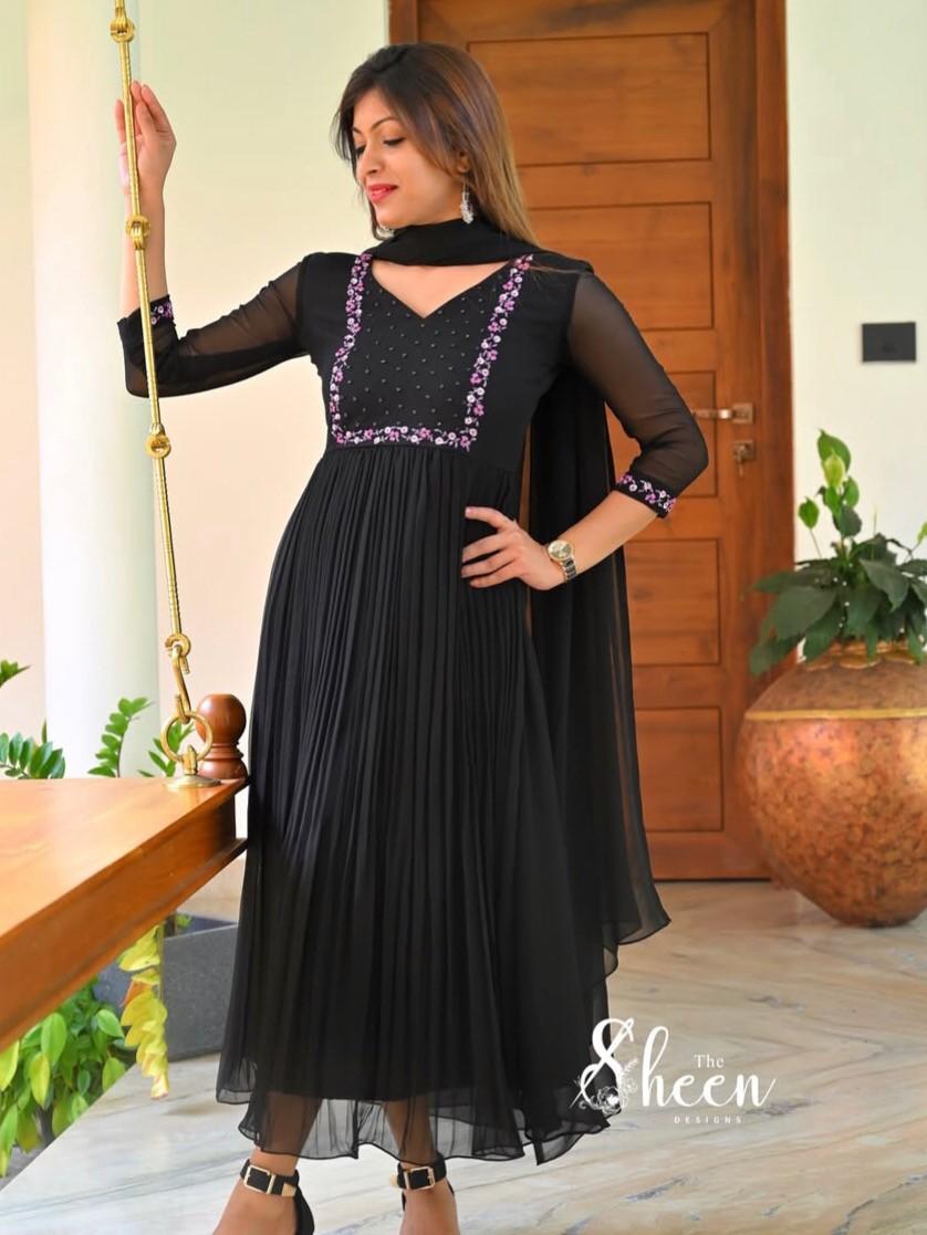 5E75FE0E-82D5-4EFD-BB0F-0AD75E314C1D (1) Black faux georgette kurti - Image 1