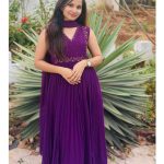 Purple georgette Anarkali
