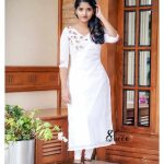 White georgette straight-cut kurti top