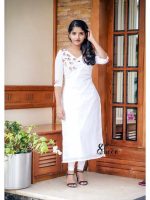 White georgette straight-cut kurti top