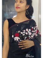 Premium pure organza black saree