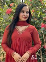 Burnt orange faux georgette kurti - Image 2