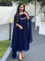 blue faux georgette kurti