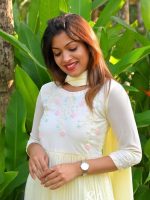 Pastel yellow faux georgette kurti - Image 2