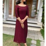 reddishmarron A line badri silk kurti
