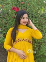 yellow faux georgette kurti - Image 2