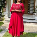 Reddish maroon georgette kurti