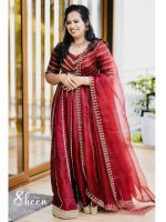 reddish marron bridal lehenga