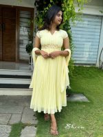 Pastel yellow georgette kurti