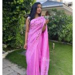 Premium pink pure raw silk saree