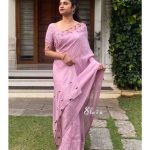 Premium pastel lavender viscose organza saree