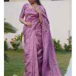 Pastel violet rawsilk saree