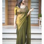 Green semi-silk saree