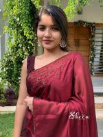 Maroon semi-silk saree - Image 2
