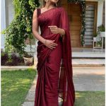 Maroon semi-silk saree