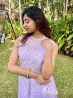 pastel lavender soft organza crop top and skirt - Image 2