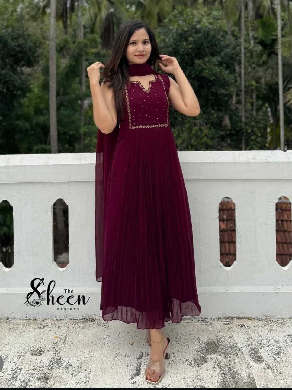 86D8E9F6-3EE9-49BA-8179-9F2B83113B9C1 grapewine faux georgette kurti - Image 1