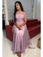 lavender semi crepe A-line gown