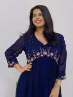 Blue silky georgette kurti - Image 2