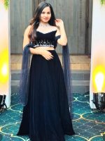 Blue velvet Bridal Lehenga