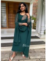 Bottle green georgette kurti