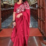 reddishmarron rawsilk saree