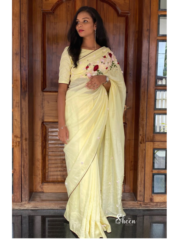 9EA836D7-D7F1-4DAA-9BDA-9E155E339DF3 Premium yellow Uppada silk saree - Image 1