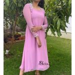 Powder pink georgette A-line kurti
