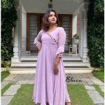 Lavender umbrella-cut kurti